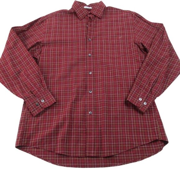 J.CREW Dress‎ Shirt Mens Medium Burgundy Plaid Long Sleeve Collared Button Down - Picture 1 of 10